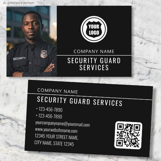 Carte De Visite Code QR du logo de services de gardiennage moderne