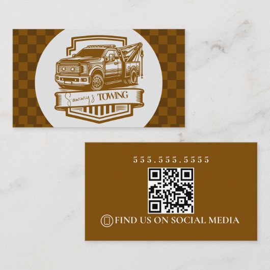 Carte De Visite Code QR du logo des services de remorquage Retro (Devant / Derrière)