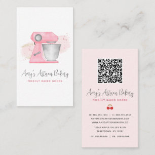 Carte De Visite Code QR du Logo du Mélangeur de Boulangerie Rose B