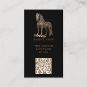 Carte De Visite Code QR du logo du salon de coiffure Modern Bronze (Devant)