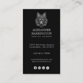 Carte De Visite Code QR du logo du salon de coiffure Modern Silver (Dos)