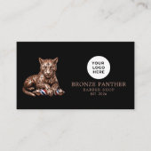 Carte De Visite Code QR du logo du salon de coiffure Rose Gold Pan (Devant)