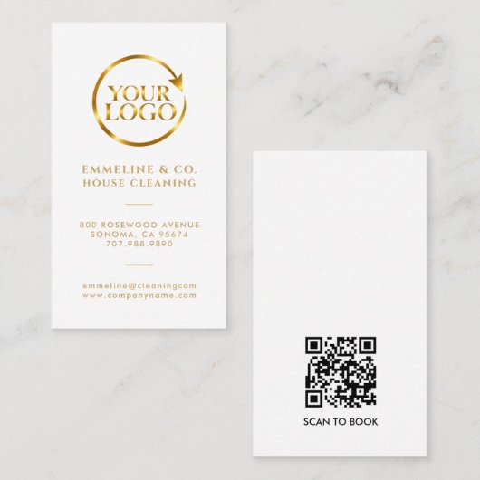 Carte De Visite Code QR du logo du service de nettoyage de maison (Devant / Derrière)