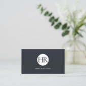 Carte De Visite code QR du logo monogramme Navy foncé (Debout devant)