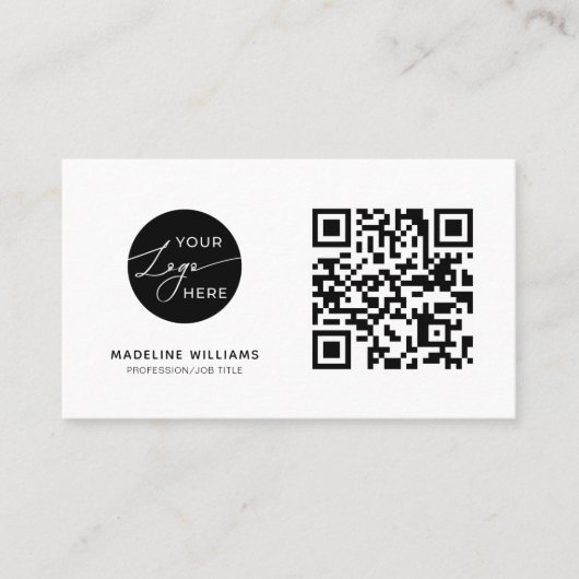 Carte De Visite Code QR du logo professionnel de base (Devant)