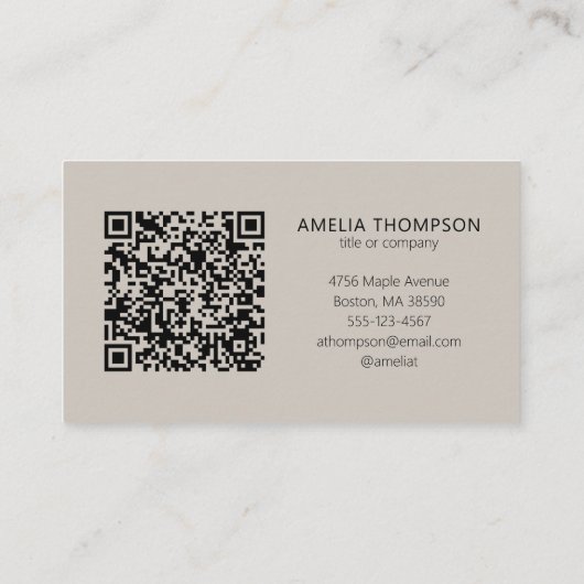 Carte De Visite Code QR du logo professionnel Soft Taupe (Dos)