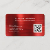 Carte De Visite Code QR du logo rouge métallique brossé profession (Devant)
