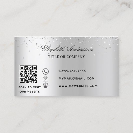 Carte De Visite Code QR du logo Silver (Dos)