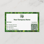 Carte De Visite Code QR du logo vert blanc du service d'entretien (Devant)