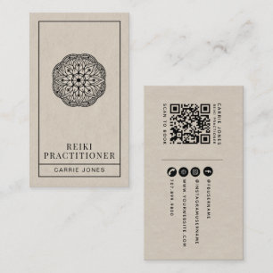 Carte De Visite Code QR du mandala du praticien Reiki moderne