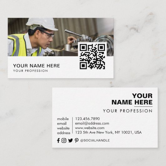Carte De Visite Code QR du mécanicien (Devant / Derrière)
