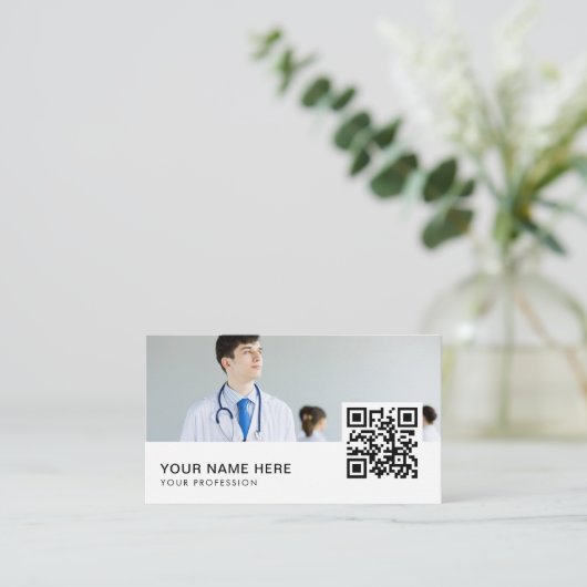 Carte De Visite Code QR du médecin (Debout devant)