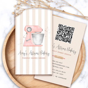 Carte De Visite Code QR du mélangeur de cuisine pêche de boulanger