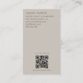 Carte De Visite Code Qr du menuisier professionnel moderne (Dos)
