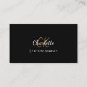 Carte De Visite Code Qr du monogramme en or noir (Devant)