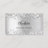 Carte De Visite Code QR du monogramme Silver confetti (Devant)