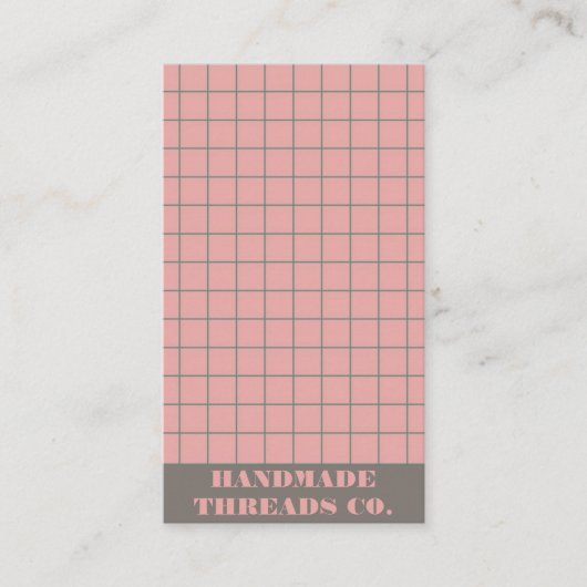 Carte De Visite Code QR du Motif Motif rose moderne À damiers (Devant)