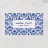 Carte De Visite Code QR du Motif Royal Blue and White Damask (Devant)