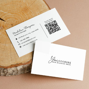 Carte De Visite Code QR du nom de script de logo propre profession
