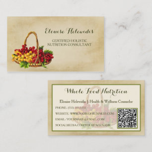 Carte De Visite Code QR du panier de fruits de consultant en nutri