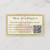 Carte De Visite Code QR du panier de fruits de consultant en nutri (Dos)