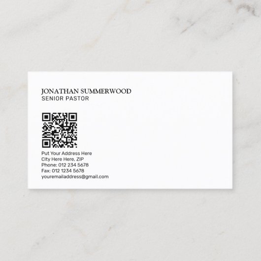Carte De Visite Code QR du Pasteur chrétien moderne Croix nudscape (Dos)