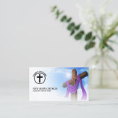 Carte De Visite Code QR du Pasteur chrétien moderne Croix nudscape (Debout devant)