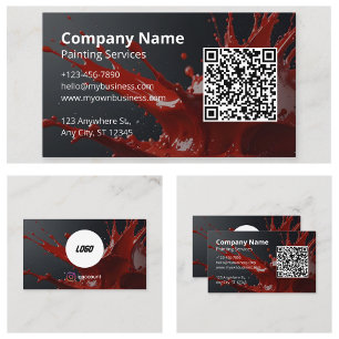 Carte De Visite Code QR du peintre rouge moderne