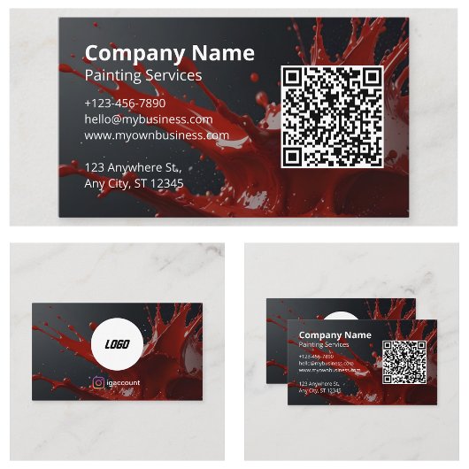 Carte De Visite Code QR du peintre rouge moderne