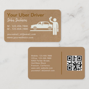 Carte De Visite Code QR du pilote Uber personnalisé