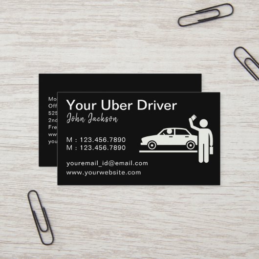 Carte De Visite Code QR du pilote Uber personnalisé (Devant/Arrière en situation)