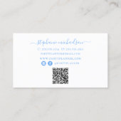 Carte De Visite Code QR du planificateur de parti Bleu Blanc Bleu (Dos)