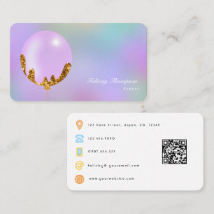 Carte De Visite Code QR du planificateur d'événement Violet et Or