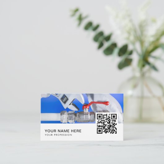 Carte De Visite Code QR du plombier (Debout devant)