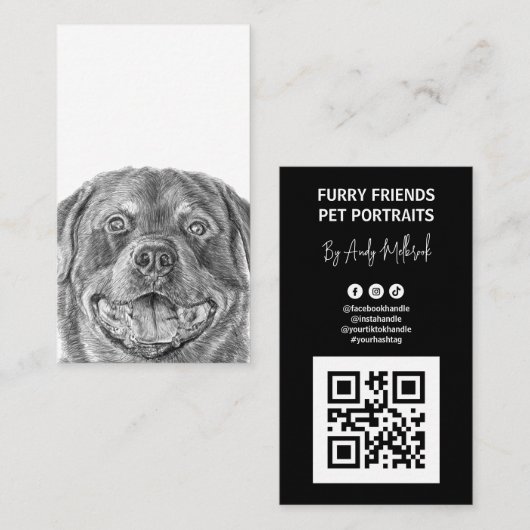 Carte De Visite Code QR du Portrait d'animal (Devant / Derrière)