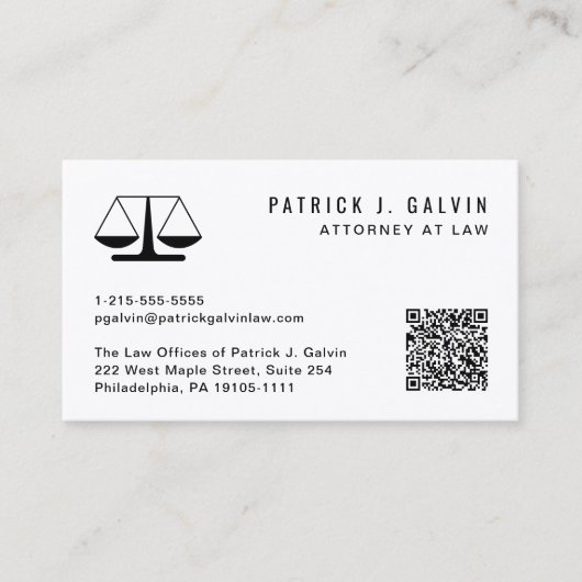 Carte De Visite Code QR du professionnel du procureur (Devant)