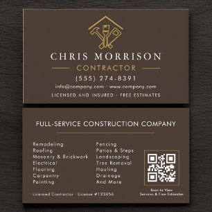 Carte De Visite Code QR du réparateur de maison marron