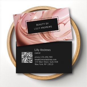 Carte De Visite Code QR du Salon de Beauté Blush Pink