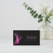 Carte De Visite Code QR du salon de beauté Monogram Black Neon Pin (Debout devant)