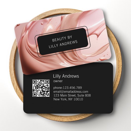 Carte De Visite Code QR du Salon de Beauté Rose Blush
