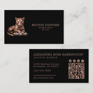 Carte De Visite Code QR du salon de coiffure Barber Rose Gold Pant
