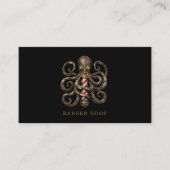 Carte De Visite Code QR du salon de coiffure élégant Bronzé Pieuvr (Devant)