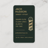 Carte De Visite Code QR du salon de coiffure Green Gold Barber (Devant)