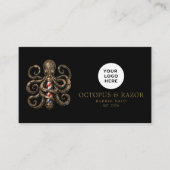 Carte De Visite Code Qr du Salon de Coiffure Professionnel Pieuvre (Devant)