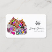 Carte De Visite Code QR du salon de manucure afro-américain rose v (Devant)