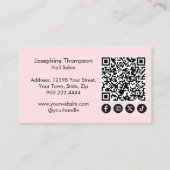 Carte De Visite Code QR du salon de manucure Rose Pâle sur les rés (Dos)