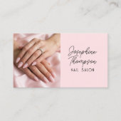 Carte De Visite Code QR du salon de manucure Rose Pâle sur les rés (Devant)