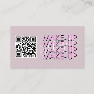 Carte De Visite Code QR du Salon de Maquillage Rose Noir Script