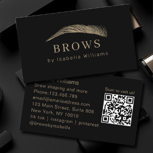 Carte De Visite Code QR du salon de sourcils élégant minimal