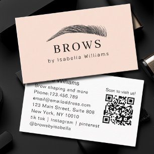 Carte De Visite Code QR du salon de sourcils élégant minimal
